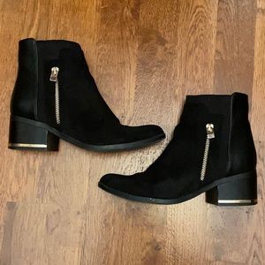 procula black gold bootie ankle boot call it spring aldo 7.5 leather boot zipper